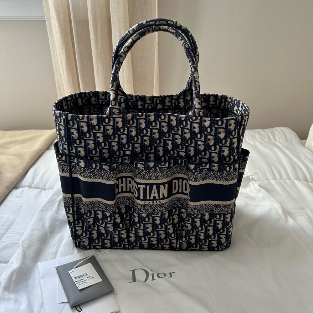 Christian Dior Blue Oblique Embroidered Catherine Tote Bag